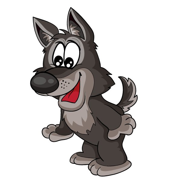 可爱的狼，玩具，卡通插图，明信片，白色背景上的孤立物体，矢量插图，图片下载