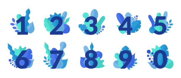 卡通颜色花卉数字图标集图片下载