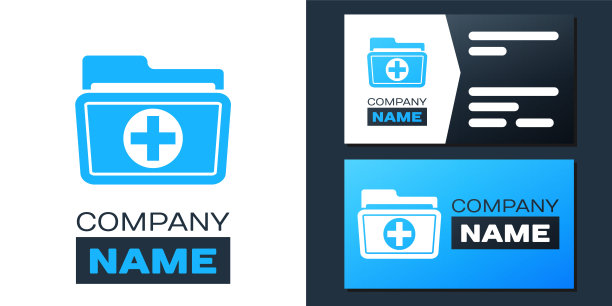 标识类型为隔离在白色背景上的医疗保健图标的医疗健康记录文件夹。病人文件图标。病史的象征。标志设计模板元素。向量图片下载