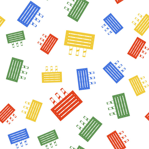 彩色包装啤酒瓶图标孤立无缝模式在白色背景。木盒和啤酒瓶。箱子啤酒箱标志。向量图片下载