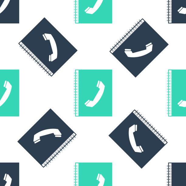 绿色电话簿图标孤立无缝模式上的白色背景。地址簿。电话簿。向量图片下载