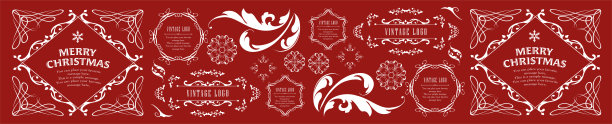 圣诞框架集，花环设计，装饰品和装饰设计图片下载
