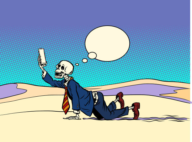 沙漠里的一具骷髅，看起来像智能手机图片下载