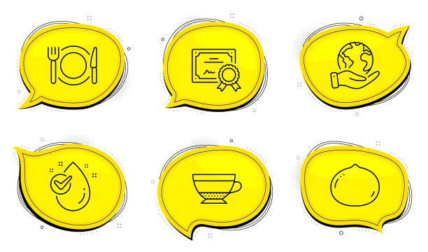 干卡布奇诺，澳洲坚果和水滴图标图片下载