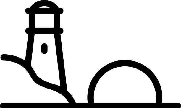 日落海上灯塔图标轮廓图片下载