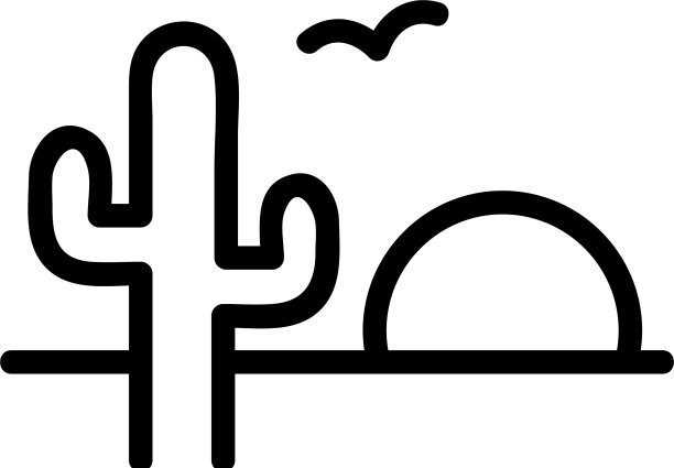 日落仙人掌沙漠图标轮廓图片下载