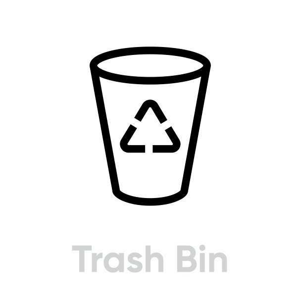 垃圾桶回收图标。可编辑的行向量。图片下载