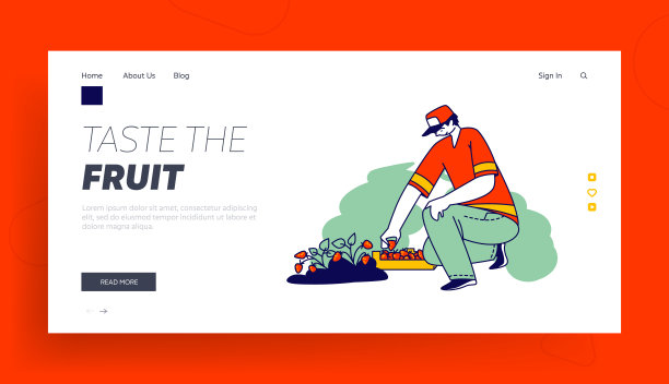 移民人物收获草莓登陆页面模板。穿制服的草莓工人正在采摘新鲜浆果图片下载