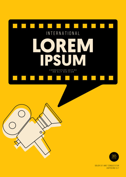 电影和电影海报设计模板背景与老式电影相机图片下载