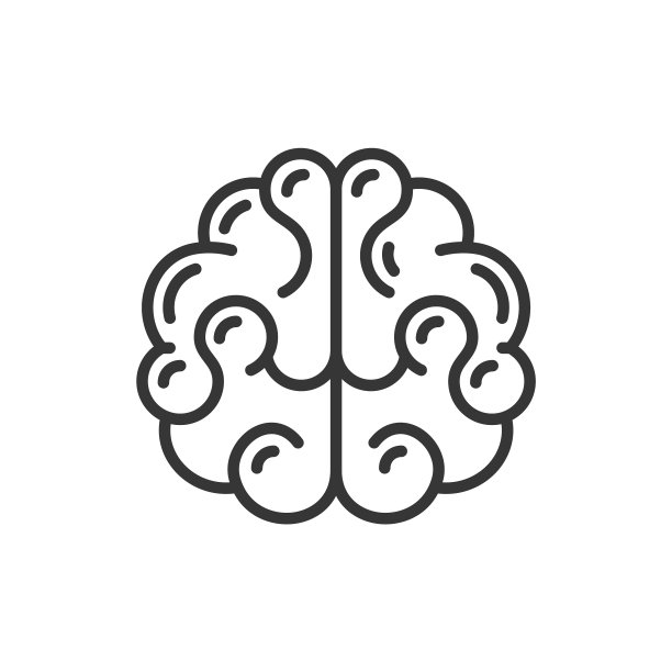 白色背景线条风格大脑图标图片下载
