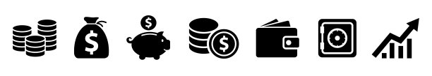 设置扁平的商业财务图标，金钱标志。钱币剪影收藏-股票向量图片下载