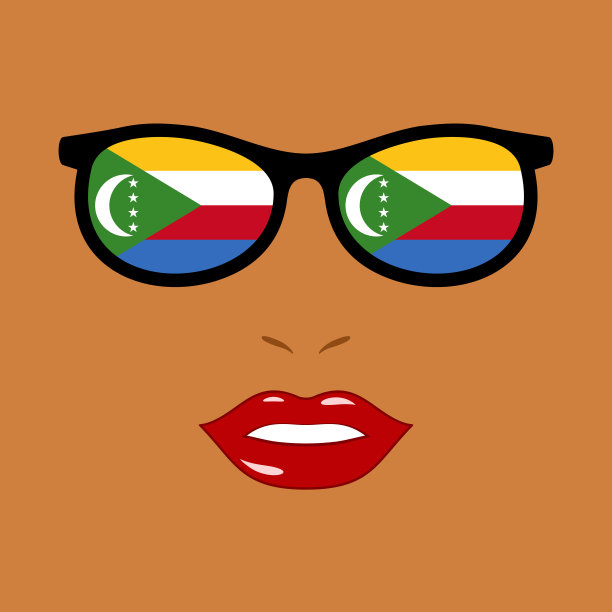 非洲妇女和眼镜与科摩罗国旗图片下载