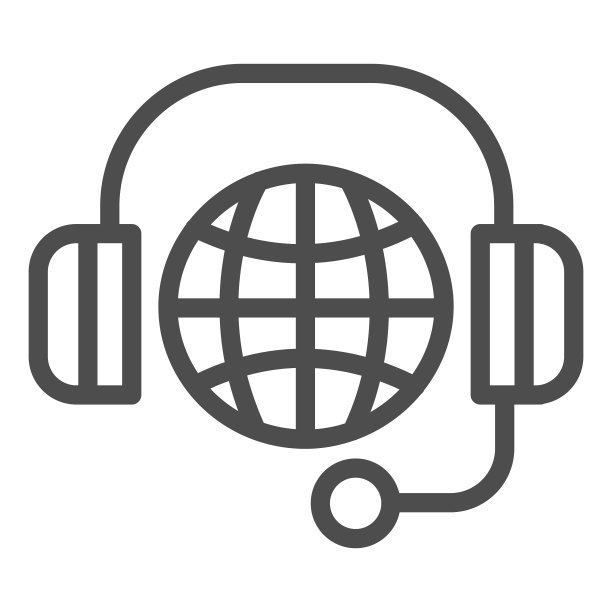 技术支持线图标耳机和地球仪图片下载