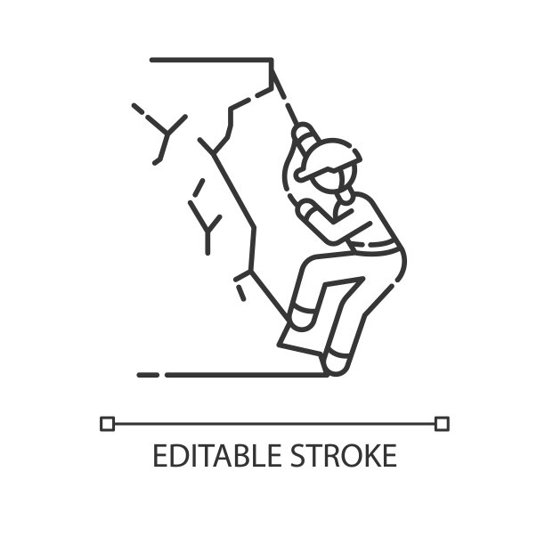 登山像素完美线性图标图片下载
