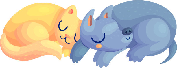 可爱的猫和狗睡觉图片下载