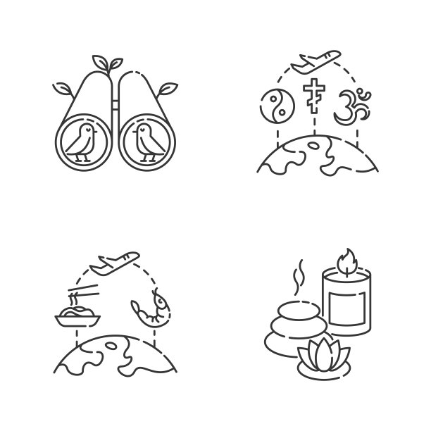 旅游和娱乐像素完美的线性图标集图片下载