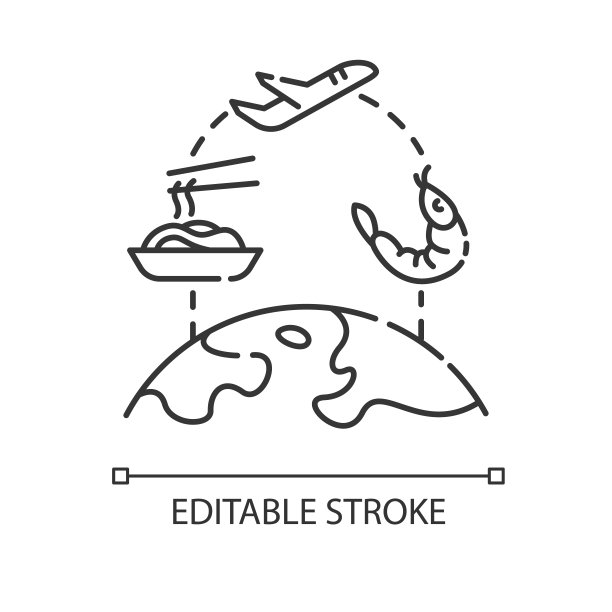 美食旅游像素完美线性图标图片下载