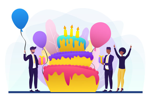 生日贺卡设计与蛋糕和蜡烛图片下载