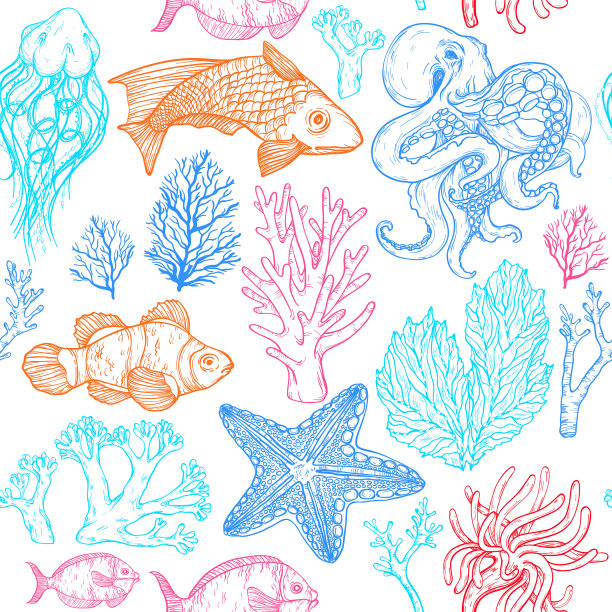 无缝模式与草图深水生活图片下载