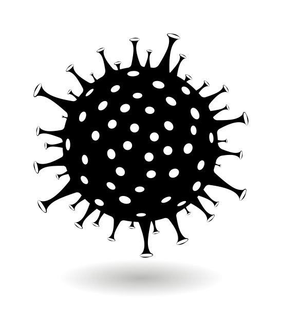 2020年冠状病毒疫情。新型冠状病毒肺炎显微病毒的黑色图像。图片下载