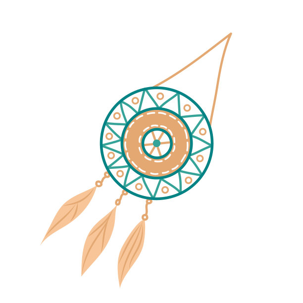 向量插图捕梦网与羽毛，宝石。种族部落符号设计的商业品牌和网页模板，印刷在卡片，海报，衣服图片下载