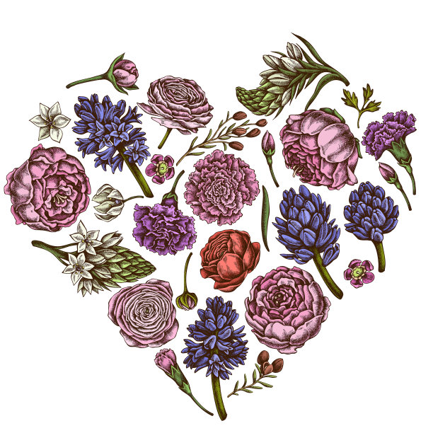 心花图案与牡丹康乃馨图片下载