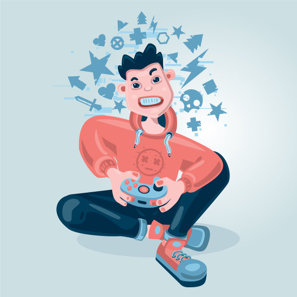 玩家男孩电子游戏背景的孩子抱着一个图片下载