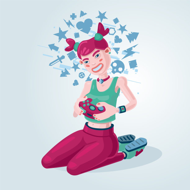 游戏玩家女孩电子游戏背景女子抱着一个图片下载