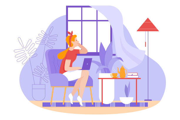 年轻开朗的女人用笔记本电脑在网上工作图片下载