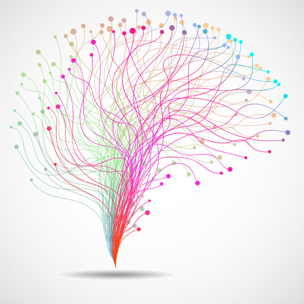 抽象的人类大脑彩色线条图片下载