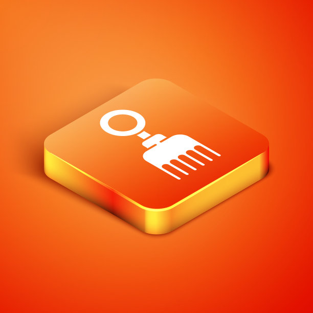 等距毛刷图标孤立在橙色上图片下载