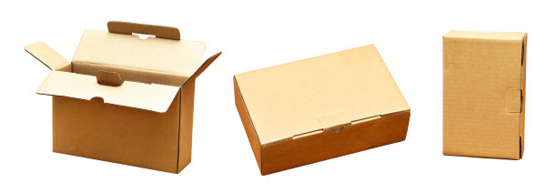 封闭和开放的纸板箱孤立的白色背景图片下载