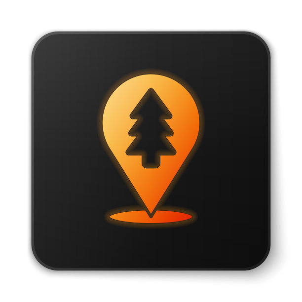 橙色发光的霓虹灯位置森林上图片下载