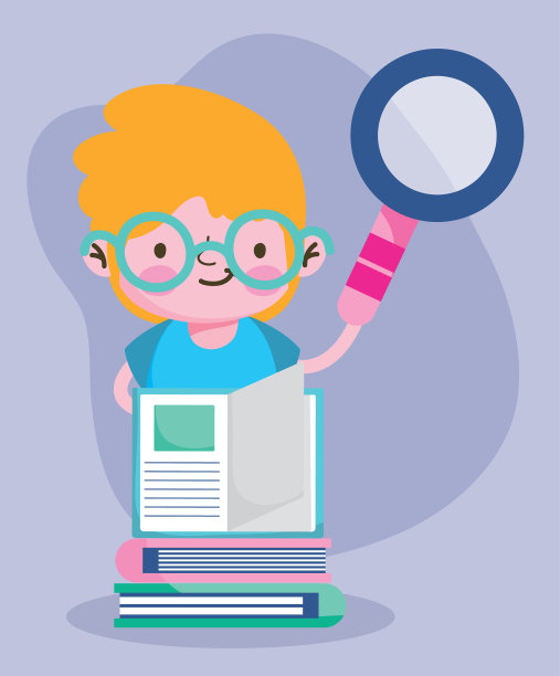 教育在线学生男孩与放大镜图片下载