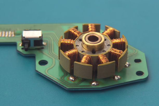 转子的一个小电动机特写。电气工程行业图片下载