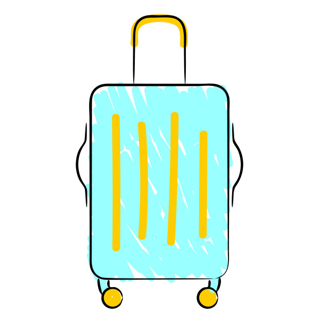 带轮子把手的彩色手提箱图片下载