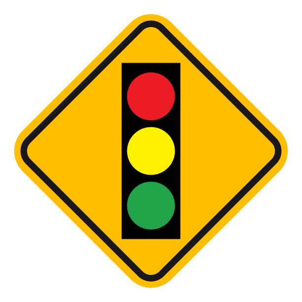 红绿灯前方标志向量。黄色的钻石。图片下载