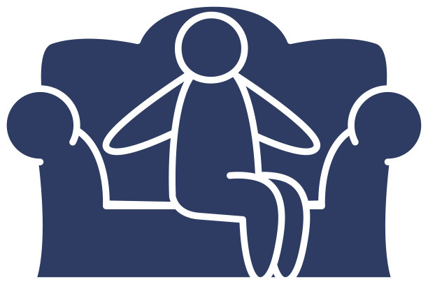 象形人坐在沙发上图标线条风格图片下载