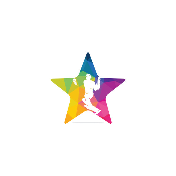 板球运动员打明星形状概念标志图片下载