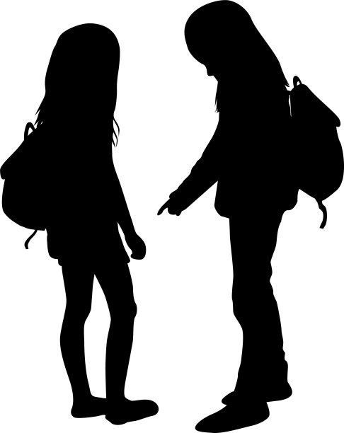 一个孩子的剪影与背包。图片下载