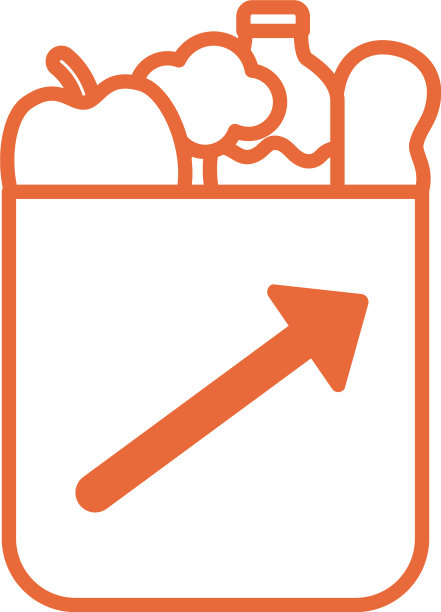 杂货店纸袋与箭头向上的信息图表线图片下载