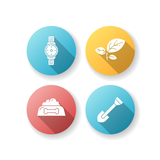 网上商店类别平面设计长影子字形图标集图片下载