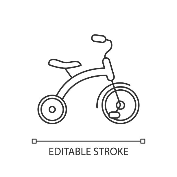 三轮车像素完美的线性图标图片下载