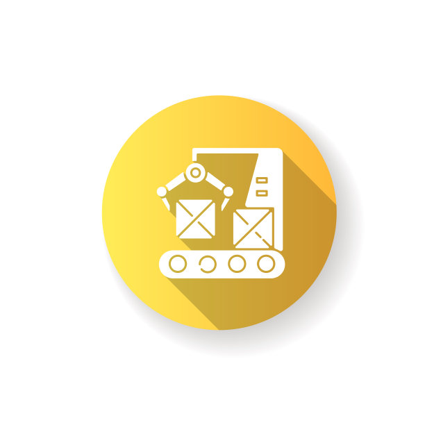 生产线黄色平面设计长阴影字形图标图片下载