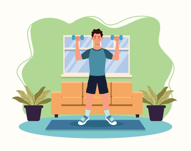 举哑铃的人在室内锻炼图片下载