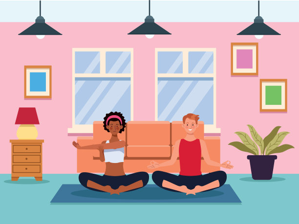 夫妇在室内练习图片下载