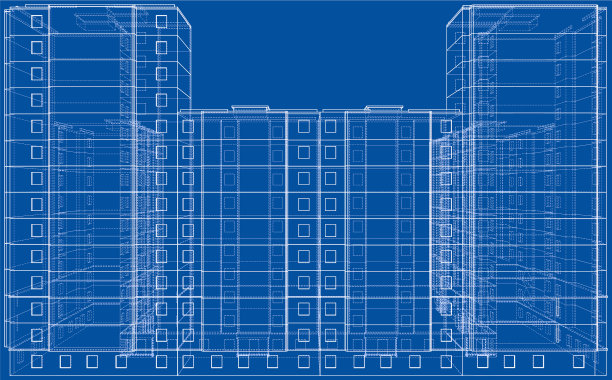 多层建筑的线框模型图片下载