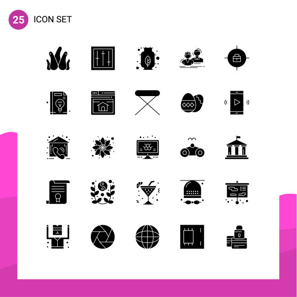 在网格上为目标夫妇设置25个实心符号图片下载