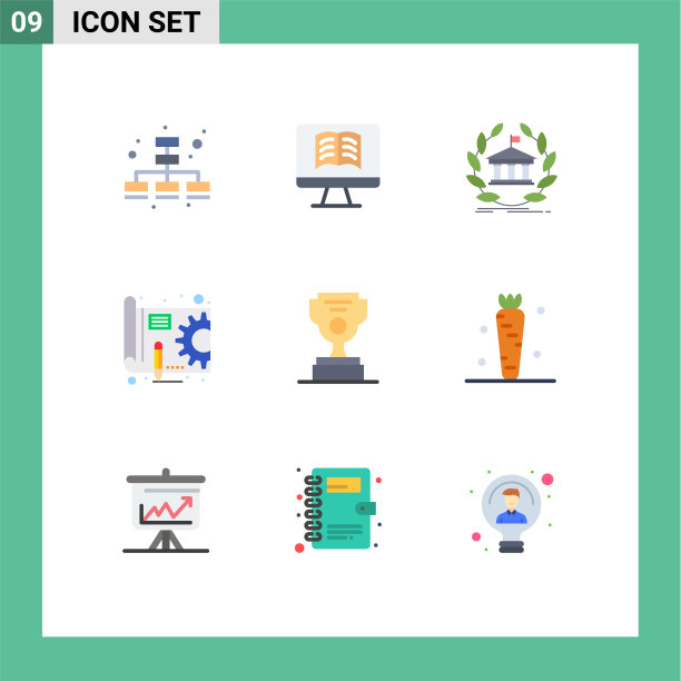 为工人装备设置9个平面颜色的网格图片下载