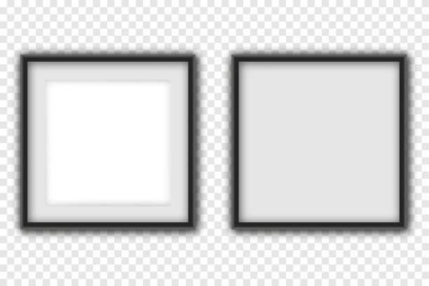 白色逼真的正方形空的相框上透明的背景。空框架的设计。矢量模板的图片，绘画，海报，字母或照片画廊图片下载